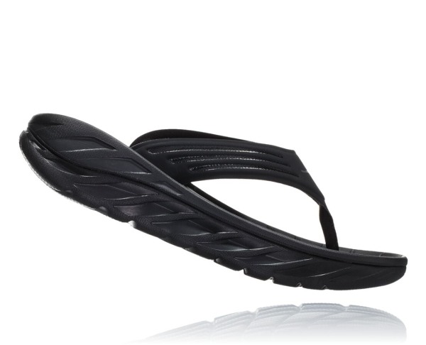 Hoka One One ORA Recovery Flip Mens UK - Black / Grey Recovery Flip Flops - VYQDU1307